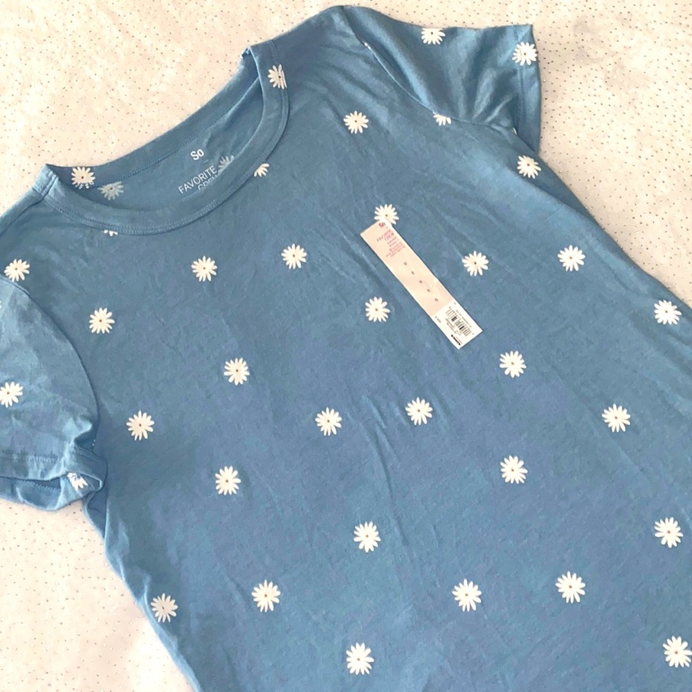 Light blue top with flowers